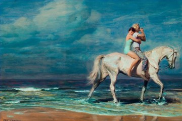 Love beach horse Oil Paintings